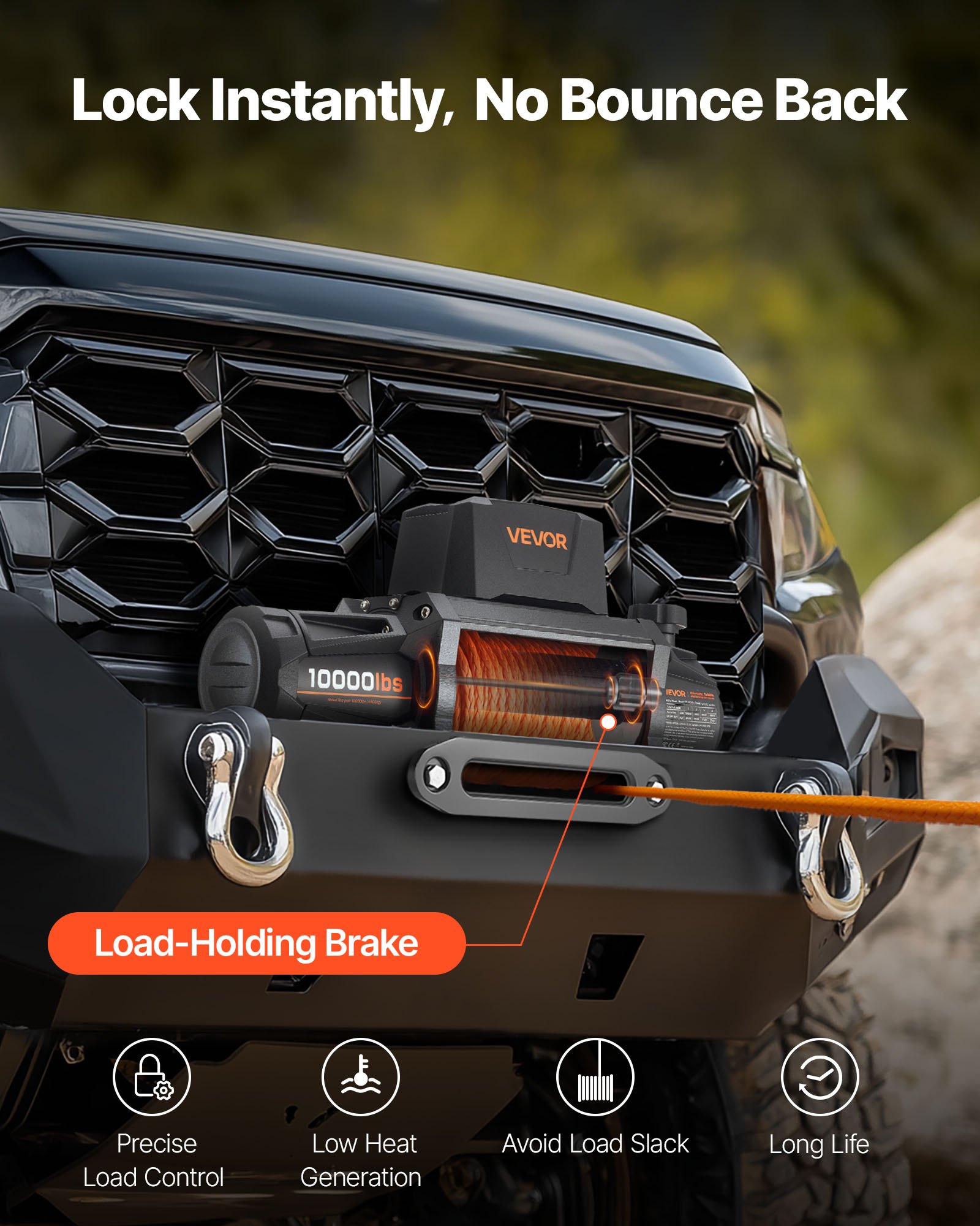 VEVOR Verricello Elettrico, Capacità di 4500 kg, Verricello per Camion da 12 V CC con Corda Sintetica Φ8,9 mm x 27,4 m, Telecomando Wireless e Cablato, IP67 per il Traino di SUV, Jeep, Rimorchi