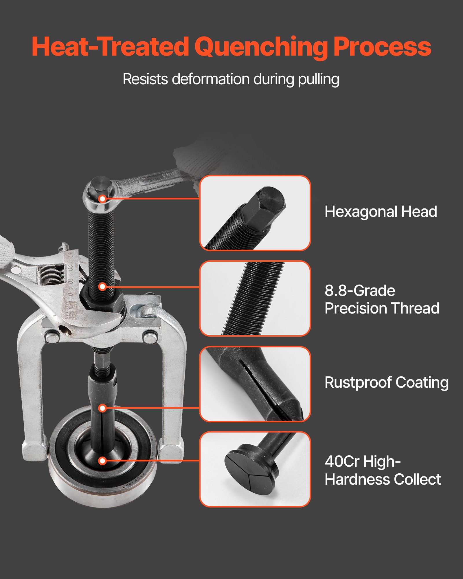 VEVOR Set di Estrattori per Cuscinetti a Foro Cieco per Guarnizioni 16 pezzi, Set di Utensili per Rimozione con Inserto Pilota a Martello Scorrevole, 10 Pinze di Serraggio Divise Controsupporto