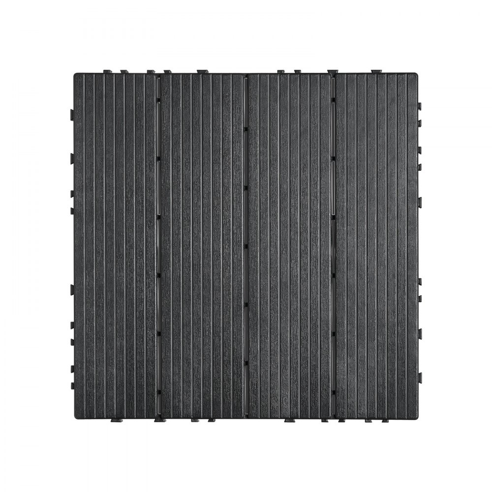 VEVOR Piastrelle per Patio ad Incastro 36 Pezzi 300 x 300 x 20 mm, Piastrelle Impermeabile in Plastica, Piastrelle per Tutte Le Condizioni Atmosferiche, per Portico Piscina Cortile, Grigio Scuro