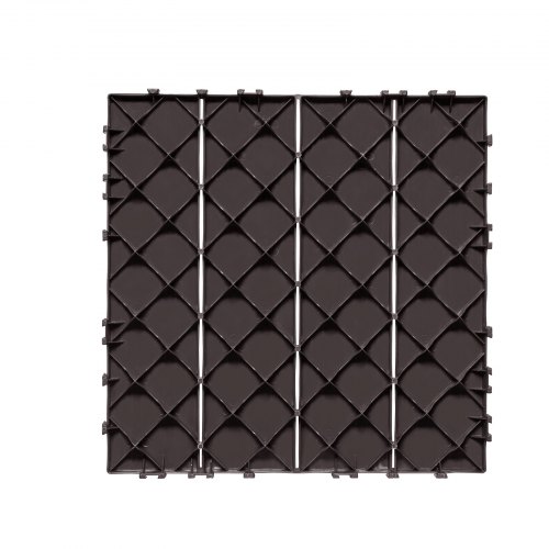 Piastrelle Per Patio VEVOR Ad Incastro 10 Pezzi 30x30x2 Cm - Plastica Effetto Legno Marrone Scuro - Impermeabili E Antiscivolo - 4