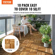 VEVOR Piastrelle per Patio in Legno Massello ad Incastro 10 Pezzi 300x300x20 mm