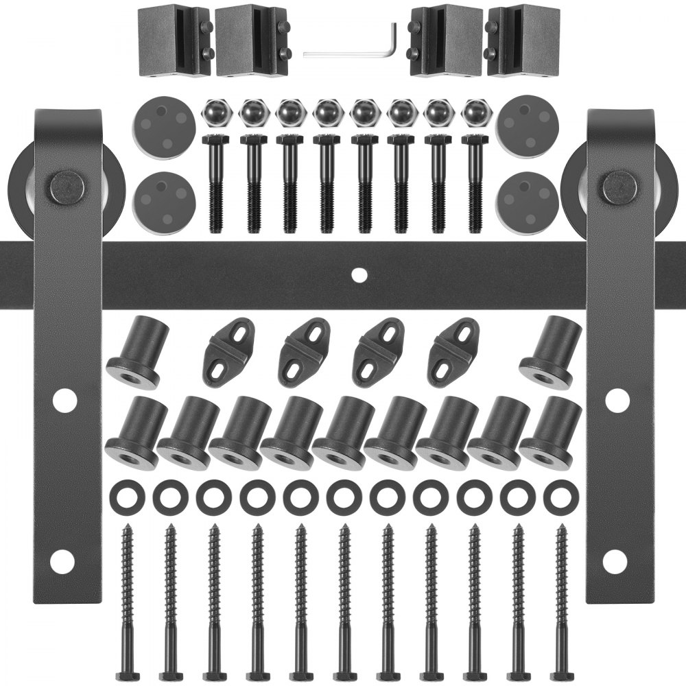 VEVOR Kit Attrezzo di Binario per Porta Scorrevole Capacità di Carico Max.150kg in Acciaio al Carbonio 396 cm Set di guida ferramenta Scorrevole per