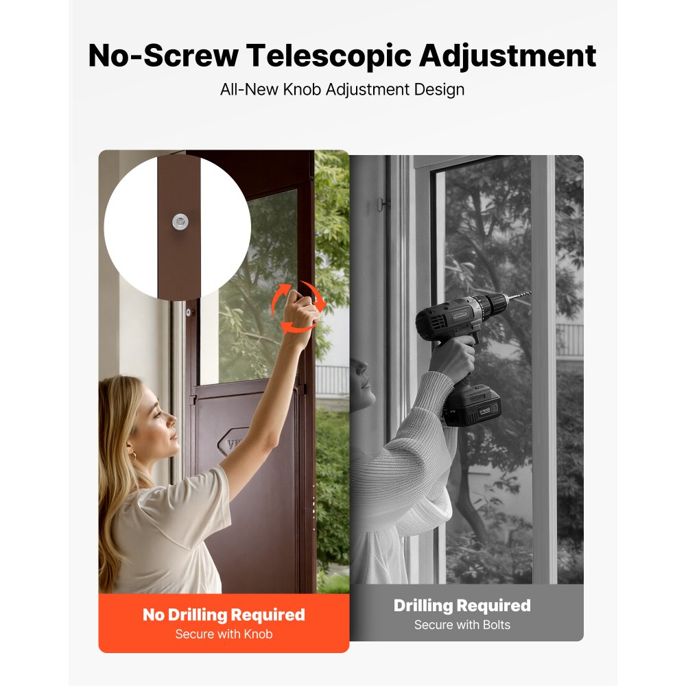 VEVOR Porta Scorrevole per Animali Domestici, Altezza Regolabile da 1927 a 2040 mm, Telaio in Lega di Alluminio con Cerniere Girevoli e Design con Serratura, Sportello per Cani XL Marrone