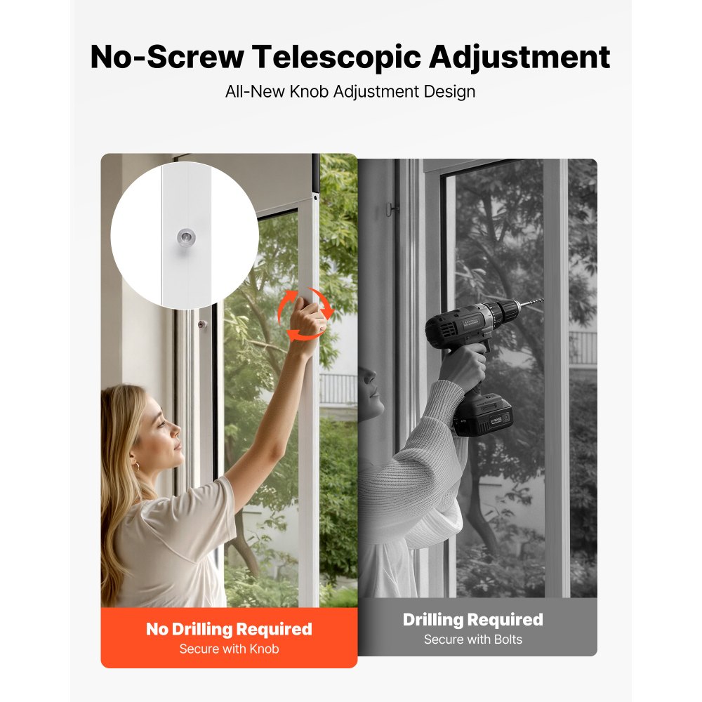 VEVOR Porta Scorrevole per Animali Domestici, Altezza Regolabile da 2311 a 2439 mm, Telaio in Lega di Alluminio con Cerniere Girevoli e Design con Serratura, Sportello per Cani L Bianco