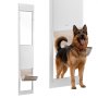 VEVOR Porta Scorrevole per Animali Domestici, Altezza Regolabile da 2311 a 2439 mm, Telaio in Lega di Alluminio con Cerniere Girevoli e Design con Serratura, Sportello per Cani XL Bianco