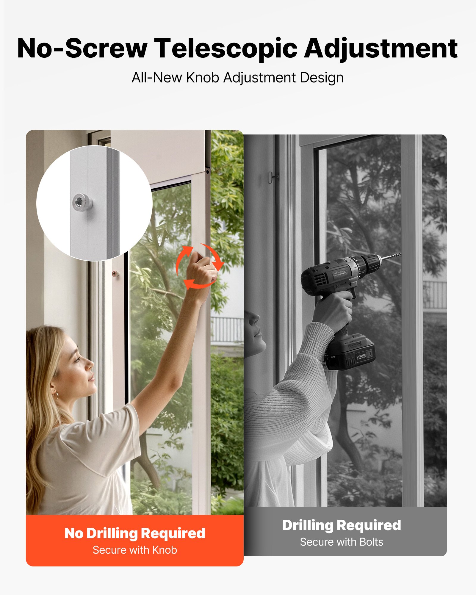 VEVOR Porta Scorrevole per Animali Domestici, Altezza Regolabile da 2311 a 2439 mm, Telaio in Lega di Alluminio con Cerniere Girevoli e Design con Serratura, Sportello per Cani M Bianco