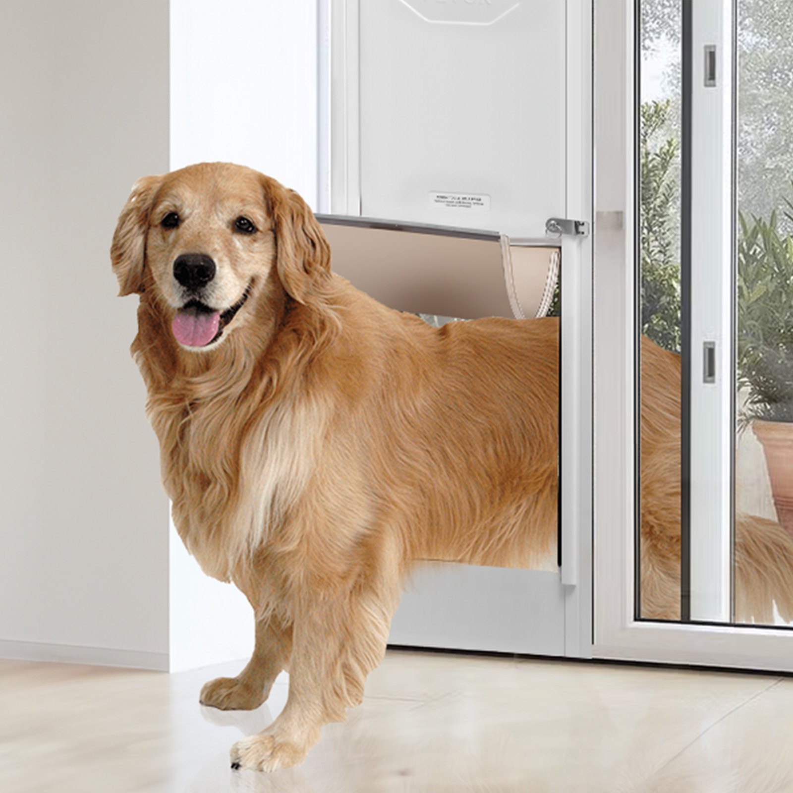 VEVOR Dog Door for Glass Sliding Doors 1927-2049 mm Height Adjustable Dog Door Sliding Doors, Pet Door Made of Tempered Glass with Aluminum Frame & Hinge Structure, Flap and Lock for Large Dogs