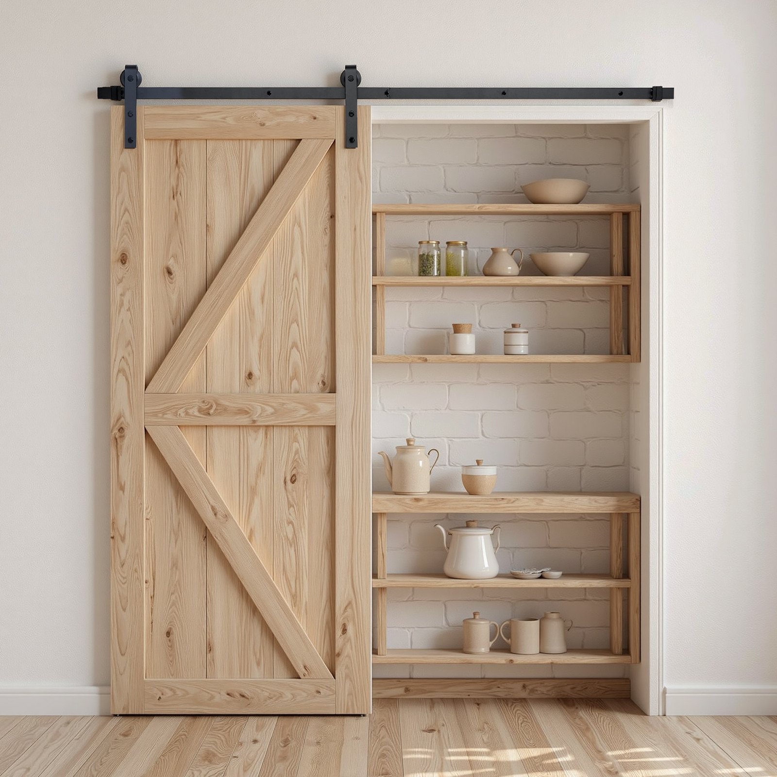 VEVOR Kit Ferramenta per Porta Scorrevole da Fienile 1828 mm, Capacità 150 kg, Compatibile con Larghezza max. 91 cm e Spessore da 34,9 a 44,45 mm, Binario Resistente e Rullo a Forma J, Nero