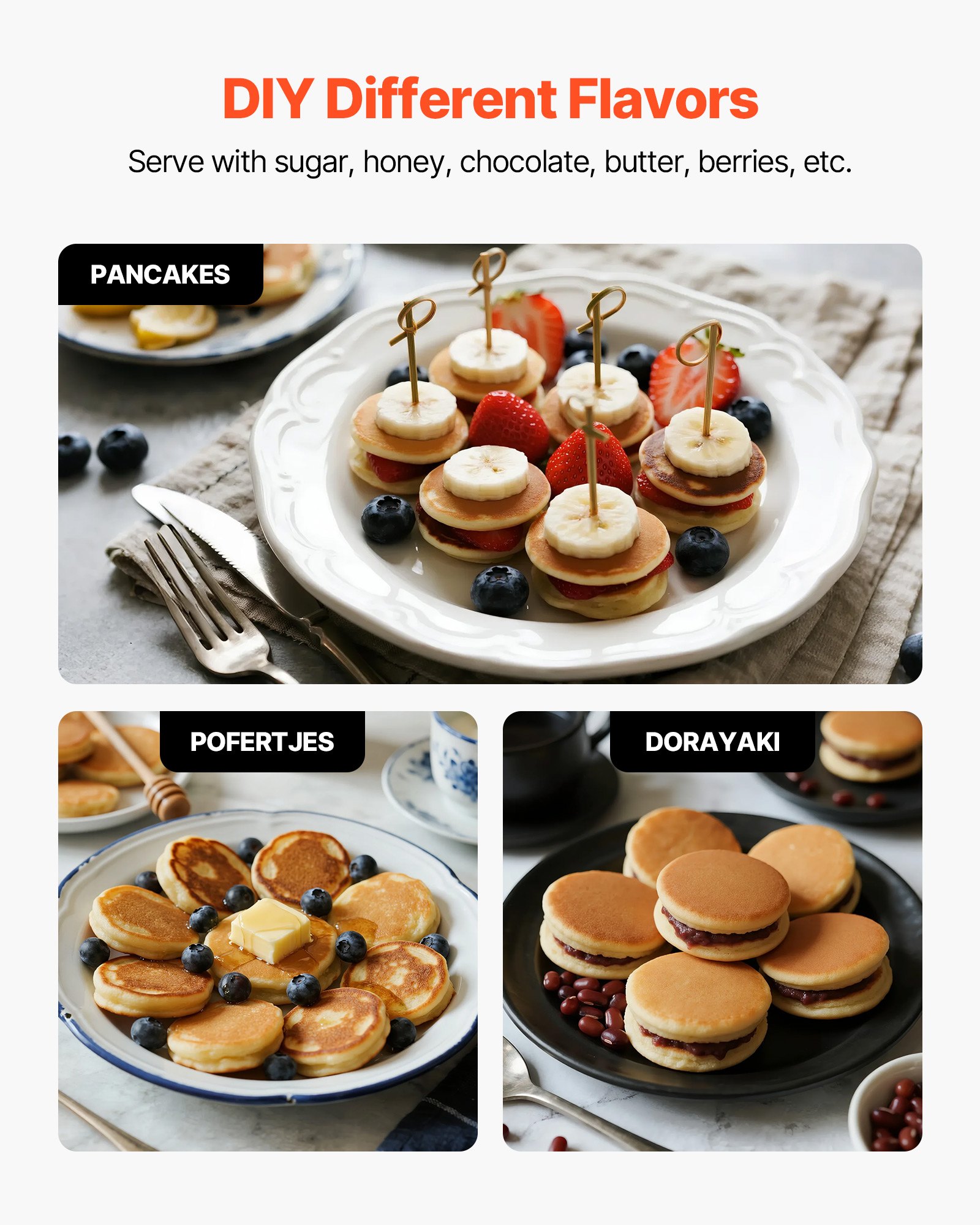 VEVOR Mini Macchina di Pancake, 25 Piastre per Waffle e Muffin da 43 mm di Diametro, Griglia Antiaderente in Acciaio Inox, Controllo Temperatura e Tempo, Cucina di Casa e Ristorante