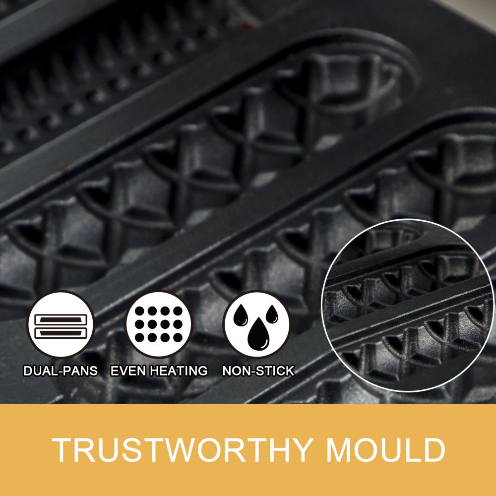 Piastra Elettrica Per Waffle Maker Pedane 1550 W Rivestimento In Teflon