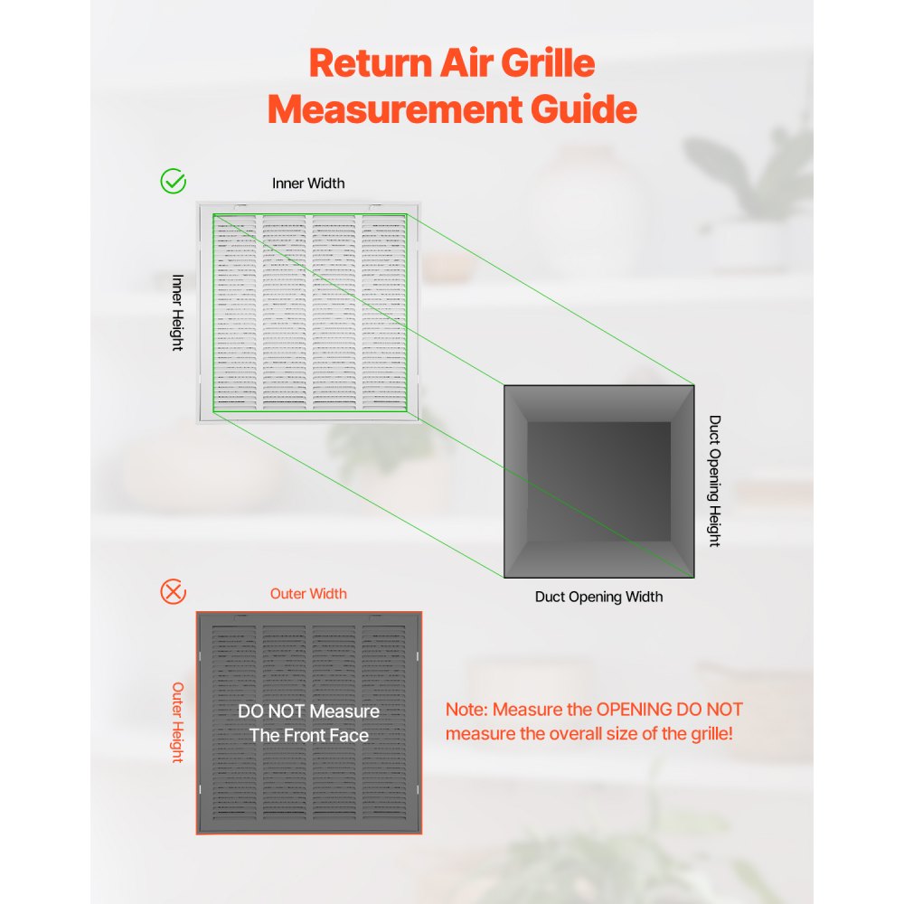 VEVOR air filter grille, suitable for installation openings of 50.5 x 50.5 cm (W x H), filter included, wall-mounted exhaust grille, powder-coated steel return air grille