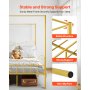VEVOR Letto a Baldacchino Matrimoniale, Letto in Metallo con Testiera Minimalista e Design a Baldacchino, Robusto Supporto a Doghe in Acciaio Rotondo, Non Necessita di Materasso a Molle, Oro