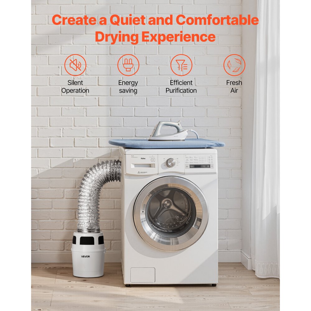 VEVOR 3-in-1 Indoor Dryer Vent Kit, with Bucket for Electric Dryer with 101.6 mm by 5-Feet Extendable Exhaust Hose, Premium Quality & Light Weight & No Extra Accessories Required for Apartments, RVs