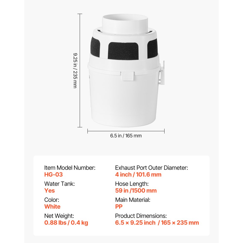 VEVOR 3-in-1 Indoor Dryer Vent Kit, with Bucket for Electric Dryer with 101.6 mm by 5-Feet Extendable Exhaust Hose, Premium Quality & Light Weight & No Extra Accessories Required for Apartments, RVs