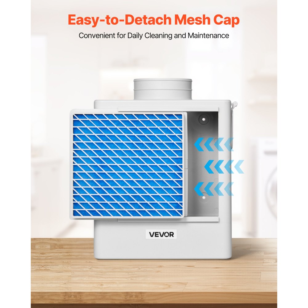 VEVOR 3-in-1 Indoor Dryer Vent Kit,Premium ABS Material Fits 99 mm Exhaust Port, Smart Overheating Reminder Exhaust Hood & Easy Detach Mesh Cap & Multi-layer Purification with 4 Replacement Pads