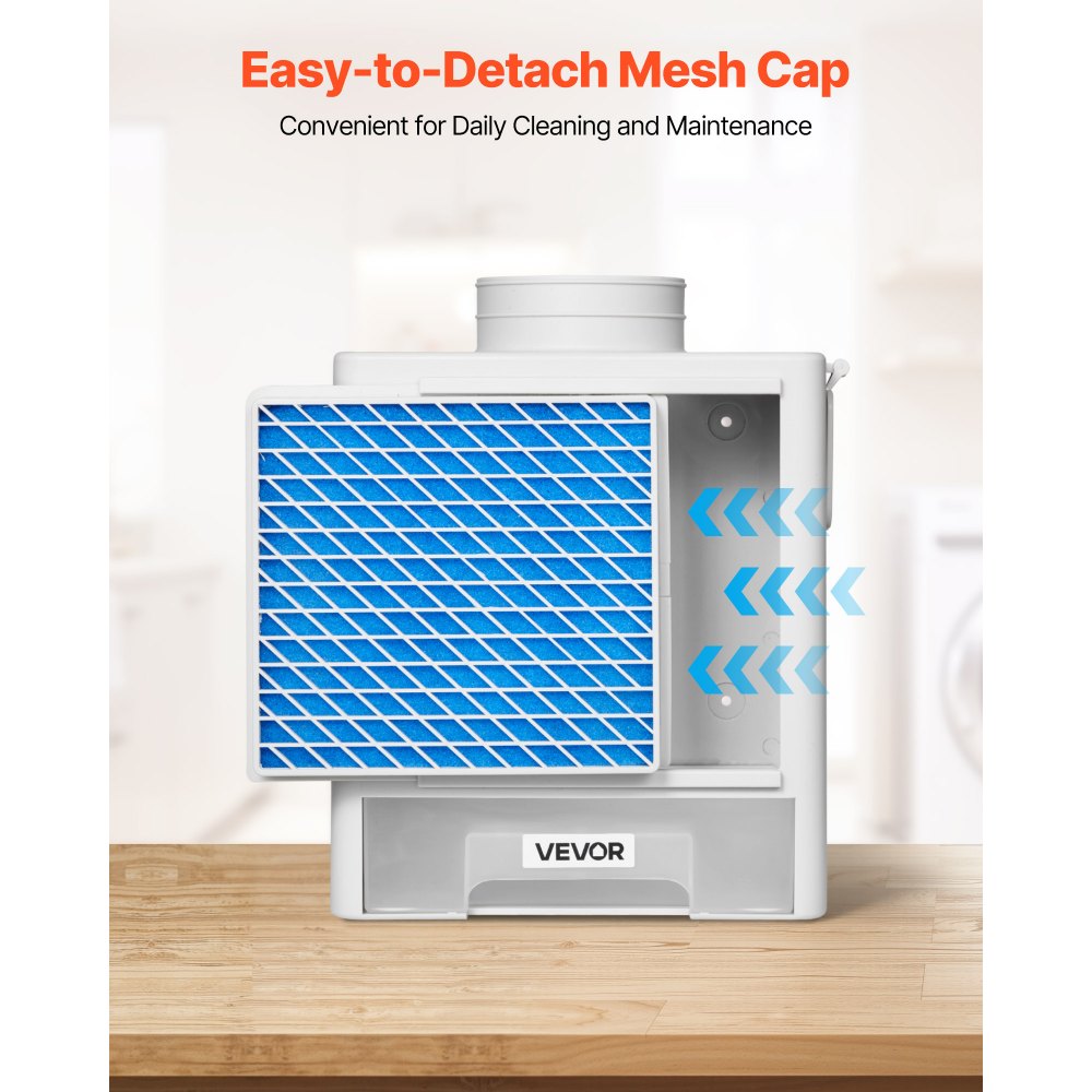 VEVOR 3-in-1 Indoor Dryer Vent Kit,Premium ABS Material with Water Drawer Fits 99 mm Exhaust Port, Smart Overheating Reminder Exhaust Hood & with 4 Purification Pads,For Electric Clothes Dryers