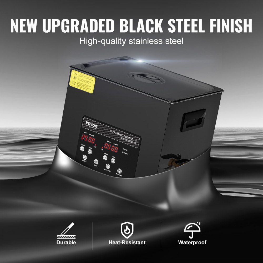 VEVOR Pulitore Digitale ad Ultrasuoni da 10 L 240 W, con Modalità Delicata e Degasaggio Migliorato, Pulitore ad Ultrasuoni Industriale 40 kHz con Riscaldatore Timer per Contenitori, Gioielli