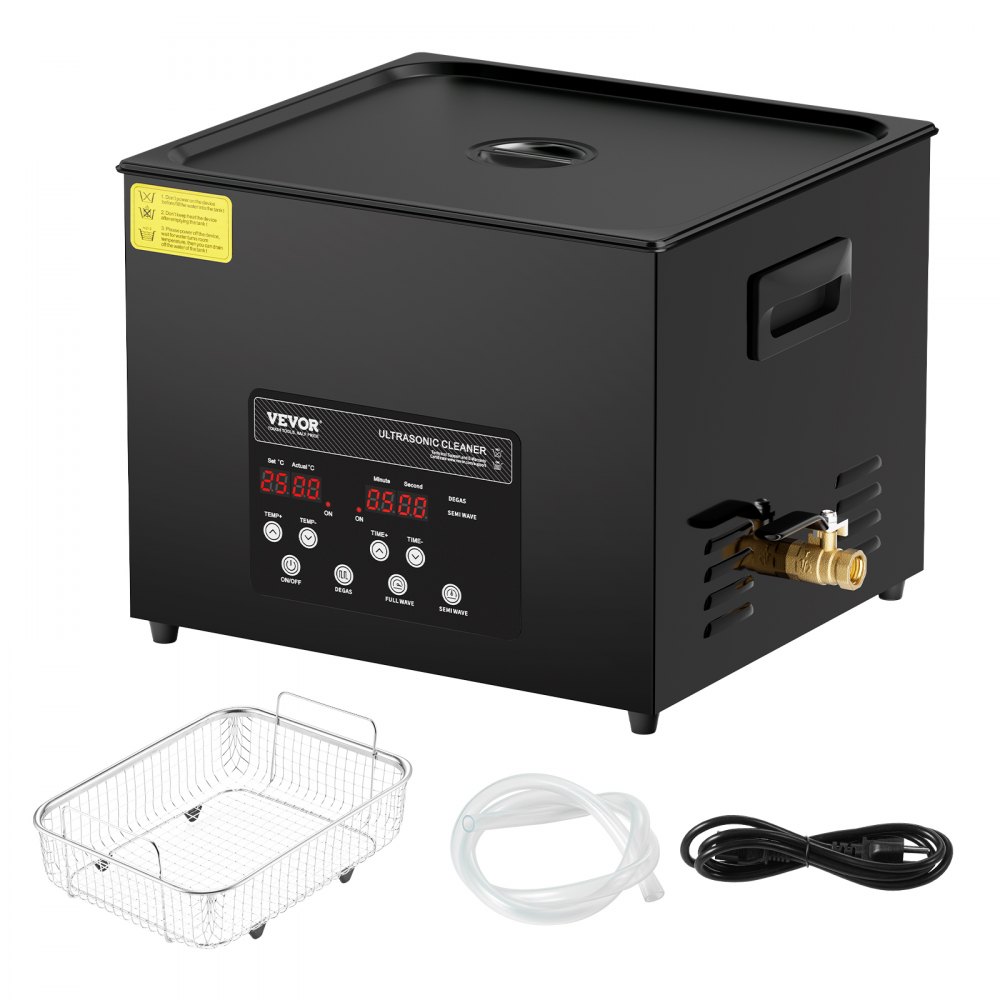 VEVOR Pulitore ad Ultrasuoni da 15 L, Macchina per la Pulizia ad Ultrasuoni Digitale da 360 W con Modalità Delicata, Pulitore ad Ultrasuoni Industriale da 40 kHz con Riscaldatore e Timer