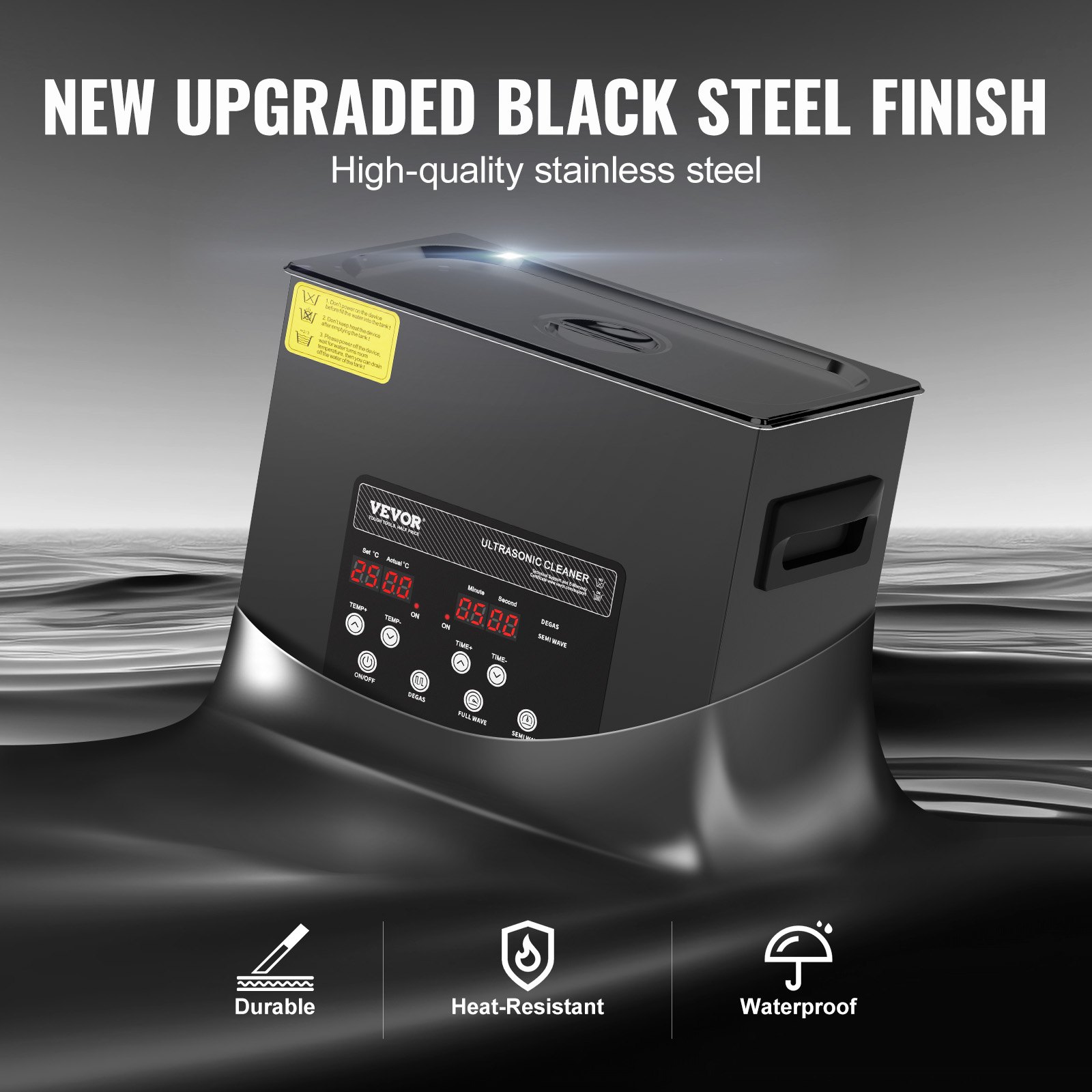 VEVOR Pulitore Ultrasuoni Industriale 6L, Macchina per la Pulizia ad Ultrasuoni Digitale da 180 W, con Modalità Delicata e Degasaggio Migliorato, con Riscaldatore e Timer, per Gioielli