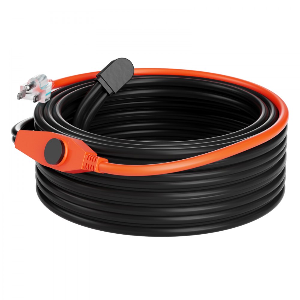 VEVOR pipe heating cable, 25 m, 23 W/m, heating tape for pipes with built-in thermostat, water pipe heating cable protects PVC hoses, metal and plastic pipes from freezing