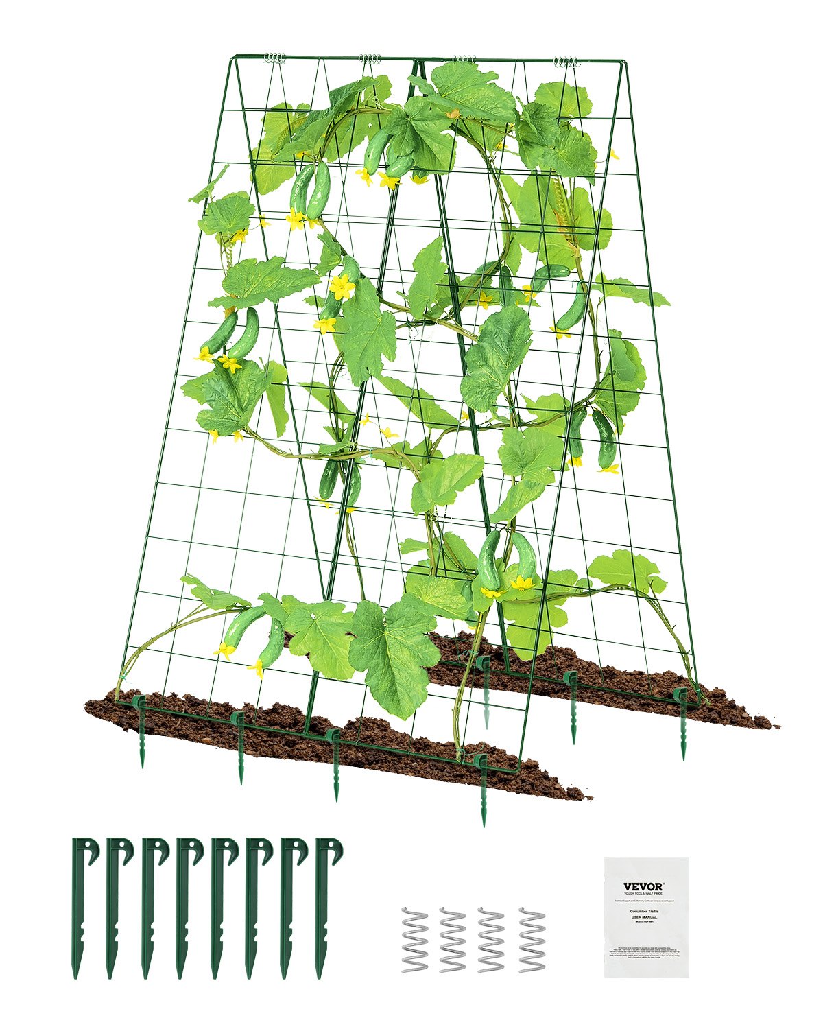 VEVOR Trellis for Climbing Plants, 117x84 cm, Foldable Plant Support Set with Plant Clips, Metal Climbing Aid for Raised Beds, Outdoor Plant Support for Tomatoes, Pumpkins, Vegetables