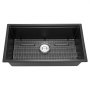VEVOR 84 cm Kitchen Sink Workstation, Undermount Granite Sink, Drop-In Single Bowl Farmhouse Basin with Multiple Accessories, Household Dishwasher Sinks for RV, Prep Kitchen, and Bar (Black)