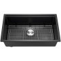 VEVOR 76 cm Kitchen Sink Workstation, Undermount Granite Sink, Drop-In Single Bowl Farmhouse Basin with Multiple Accessories, Household Dishwasher Sinks for RV, Prep Kitchen, and Bar (Black)
