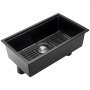 VEVOR 76 cm Kitchen Sink Workstation, Undermount Granite Sink, Drop-In Single Bowl Farmhouse Basin with Multiple Accessories, Household Dishwasher Sinks for RV, Prep Kitchen, and Bar (Black)