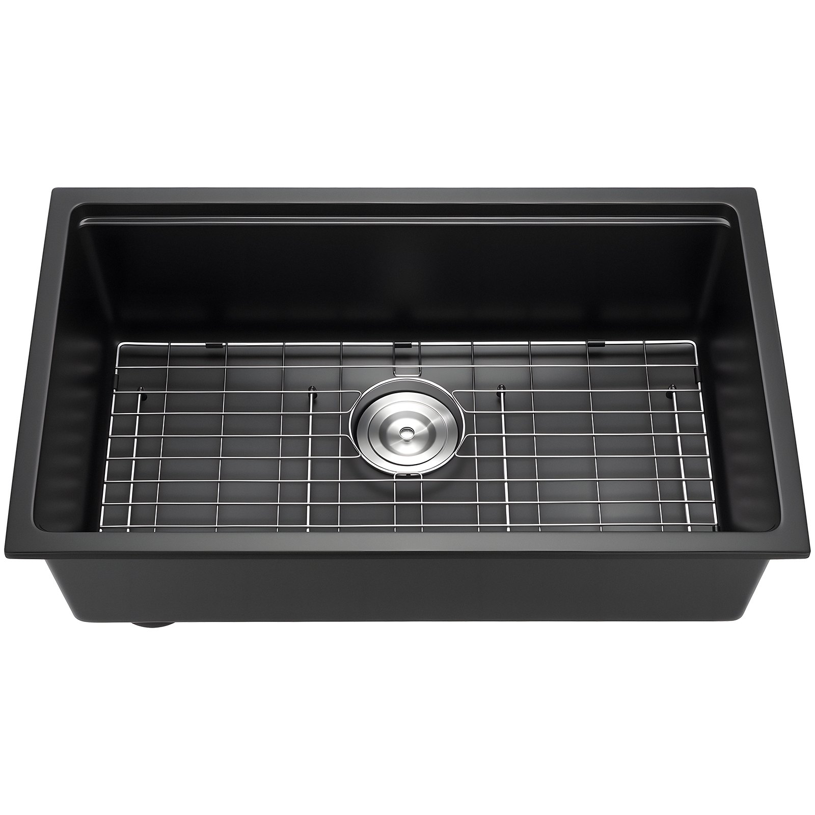 VEVOR Lavello da Cucina in Granito 762 x 457 x 230 mm per Montaggio ad Appoggio, Lavello da Cucina da Incasso in Stile Rurale con Accessori, per Camper, Cucine di Preparazione, Bar, Nero