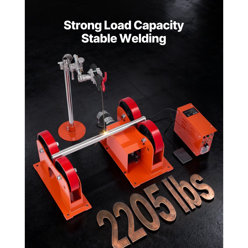 VEVOR Turning Rolls Linkage Roller, 1000 kg Load Capacity, 50-600 mm Diameter Adjustable, PU Rollers, Pipe Tank Turning Rolls Linkage Roller Rotary Welding Positioner, for Welding Equipment Support
