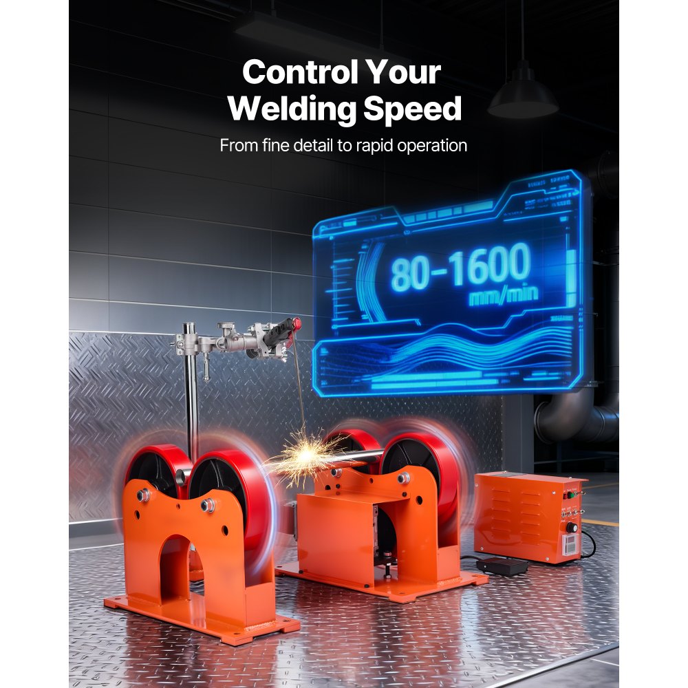 VEVOR Turning Rolls Linkage Roller, 1000 kg Load Capacity, 50-600 mm Diameter Adjustable, PU Rollers, Pipe Tank Turning Rolls Linkage Roller Rotary Welding Positioner, for Welding Equipment Support