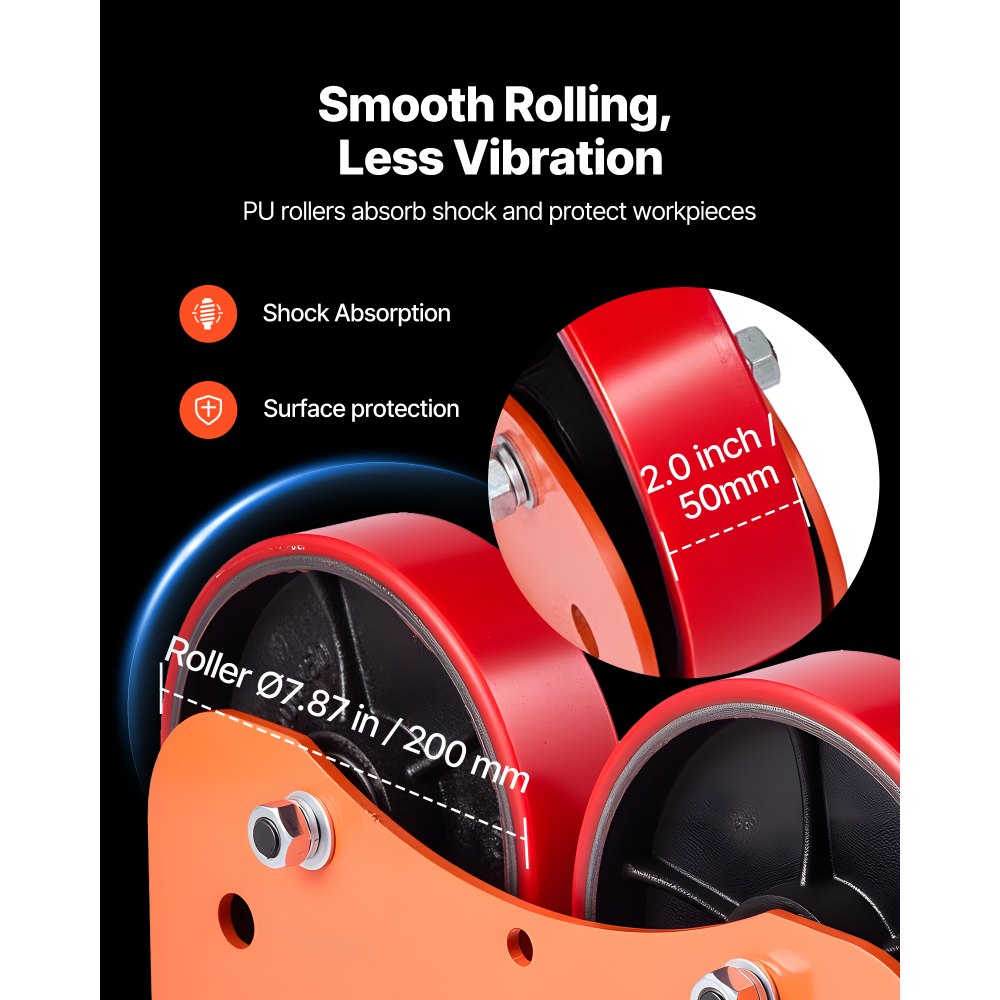 VEVOR Turning Rolls Linkage Roller, 1000 kg Load Capacity, 50-600 mm Diameter Adjustable, PU Rollers, Pipe Tank Turning Rolls Linkage Roller Rotary Welding Positioner, for Welding Equipment Support