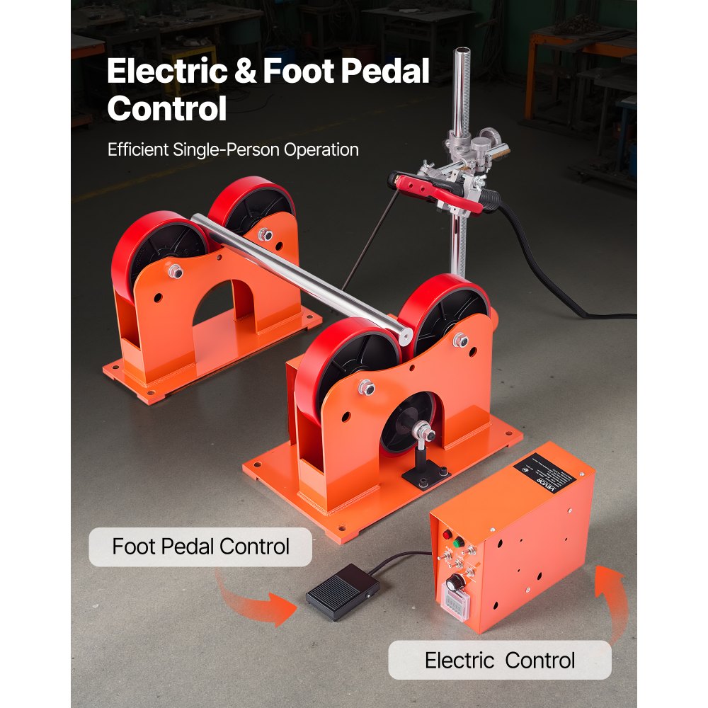 VEVOR Turning Rolls Linkage Roller, 1000 kg Load Capacity, 50-600 mm Diameter Adjustable, PU Rollers, Pipe Tank Turning Rolls Linkage Roller Rotary Welding Positioner, for Welding Equipment Support