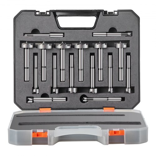 VEVOR Punte Forstner 16 Pezzi Set Punte per Sagomare Ø 6-41 mm Lunghezza 60 mm, Set Punte Forstner in Valigetta in Acciaio al Carbonio HRC48-51 Accessorio per Trapano Foratura per Legno Carpenteria