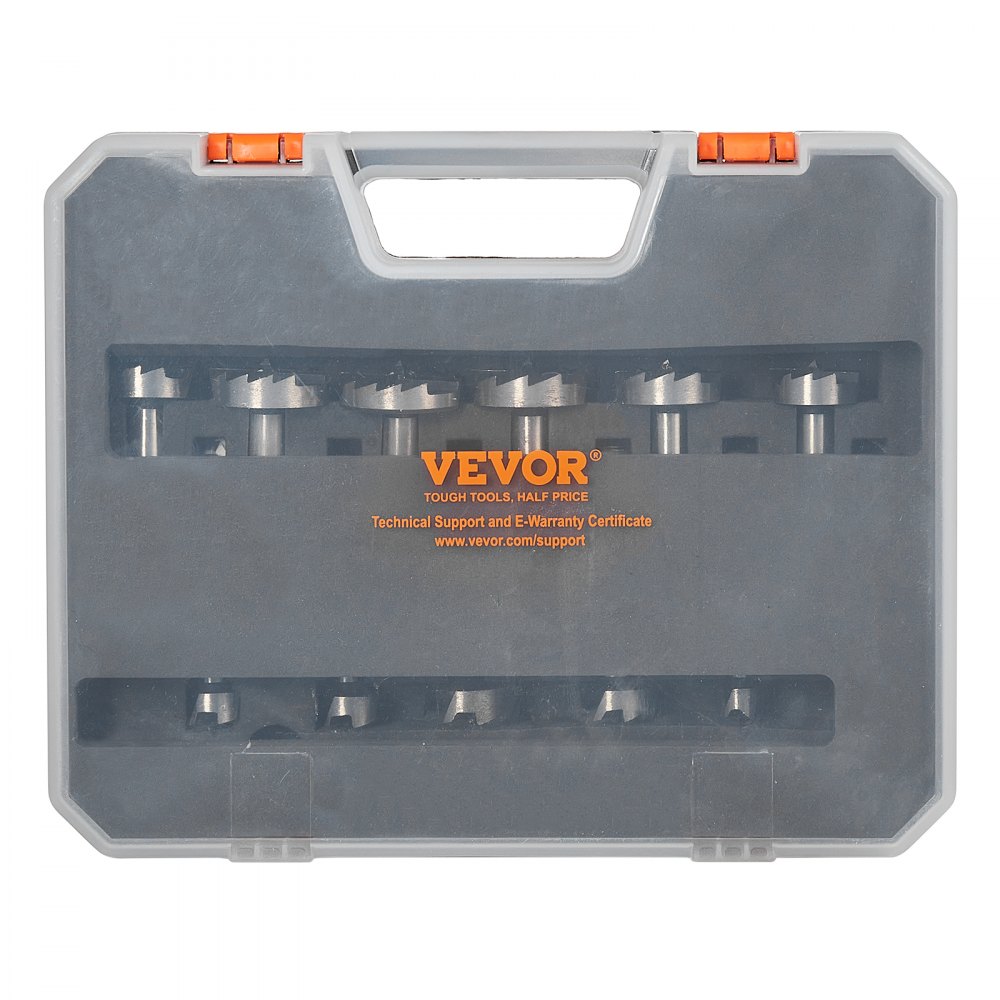 VEVOR Punte Forstner 16 Pezzi Set Punte per Sagomare Ø 6-41 mm Lunghezza 60 mm, Set Punte Forstner in Valigetta in Acciaio al Carbonio HRC48-51 Accessorio per Trapano Foratura per Legno Carpenteria