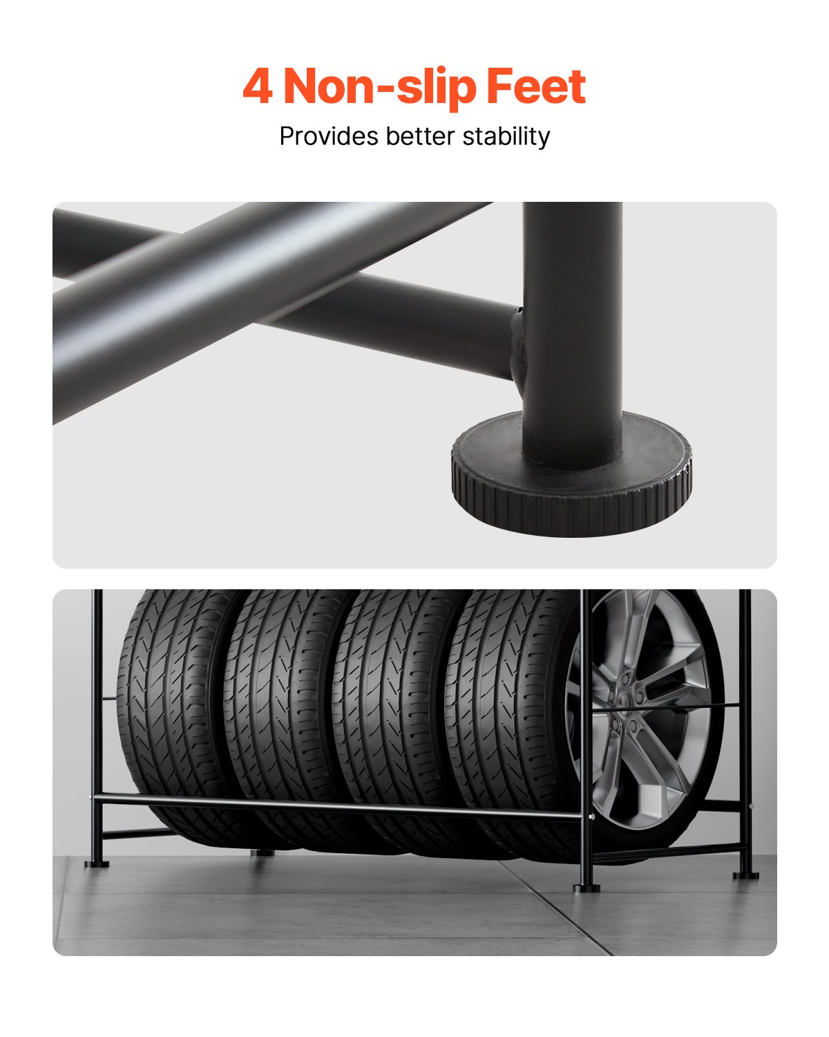 VEVOR Supporto per Pneumatici a 2 Ripiani, Contiene 8 Pneumatici Standard, Q195 Supporto per Pneumatici in Acciaio con Altezza Regolabile e Copertura Protettiva per Garage e Officina, Carico 180 kg