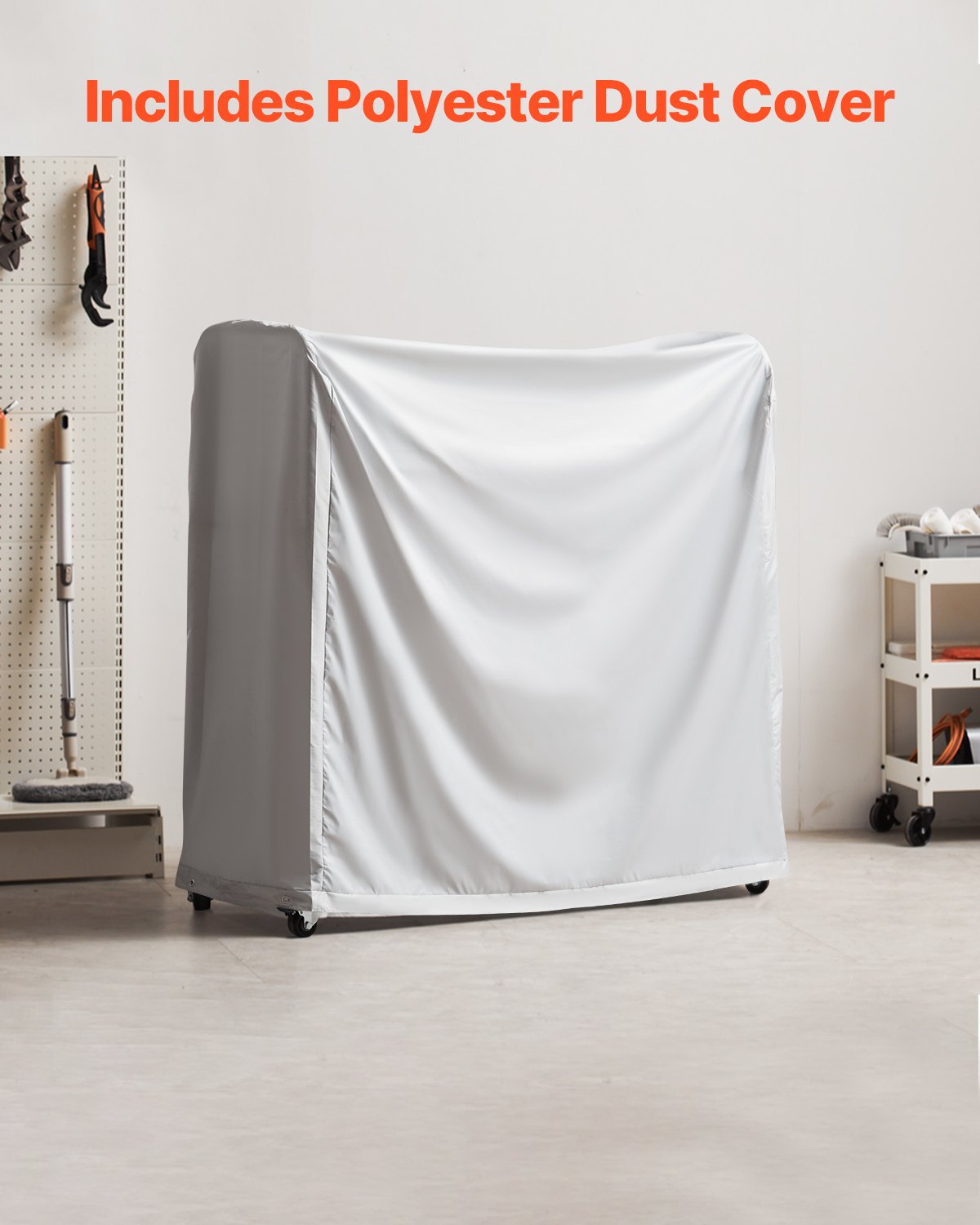 VEVOR Carrello Porta-Pneumatici con Ruote a 2 Ripiani, Rimorchio per Garage, Carrello Porta-Pneumatici in Acciaio con Copertura Protettiva Altezza Regolabile Contiene Fino a 12 Pneumatici Standard