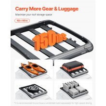 VEVOR Portapacchi Durevole da Tetto da Auto 1216 x 1020 x 142 mm Capacità 68 kg