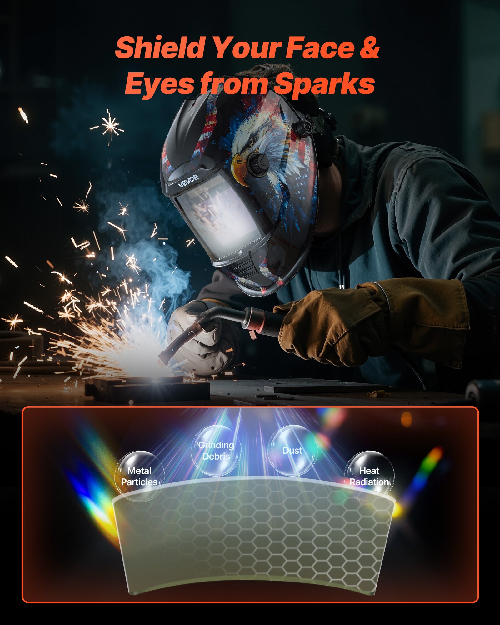 VEVOR Lente di Copertura Esterna per Casco da Saldatura, 20 Pezzi 121 x 118 x 0.9 mm, Lente di Ricambio Esterna, Coperture Protettive Trasparenti per Filtri Compatibili con i Caschi da Saldatura