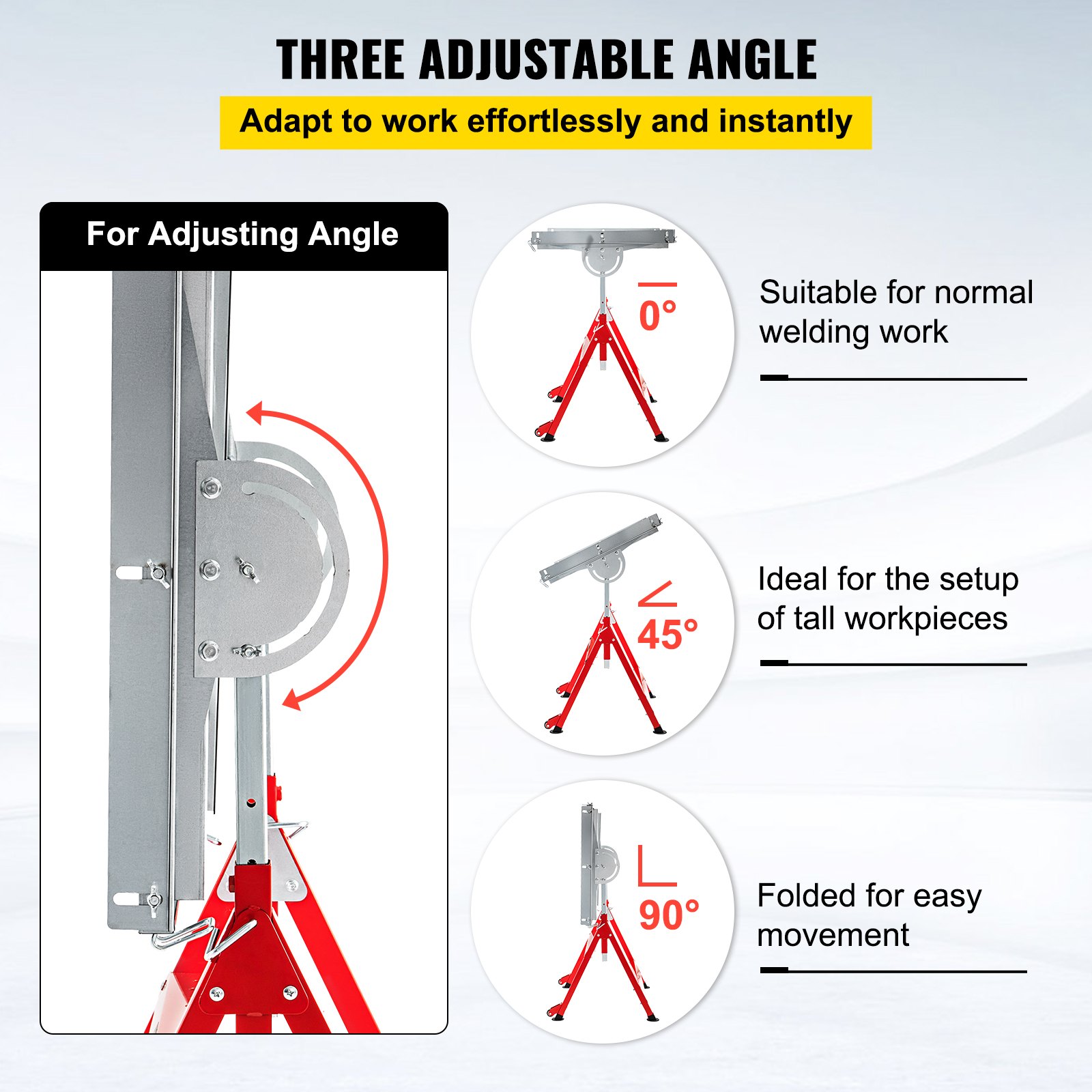 VEVOR Tavolo Modulare per La Saldatura Zincato in Acciaio al Carbonio, 181.4 KG Tavolo di Lavoro Regolabile in Altezza, 30 x 20 Pollici Tavolo di Lavoro e Montaggio Pieghevole con Inclinazione Piano