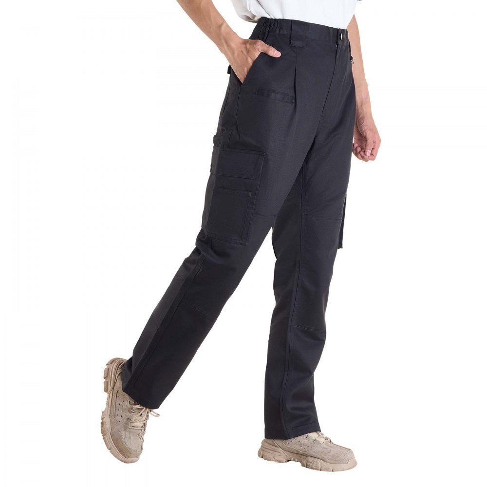 VEVOR Pantaloni Protettivi per Saldatura, Taglia L, Pantaloni Cargo Ignifughi con Tasche Multiple e Vita Elastica, Cuciture Rinforzate Antistrappo, Lavori di Saldatura e Abbigliamento Casuale, Nero