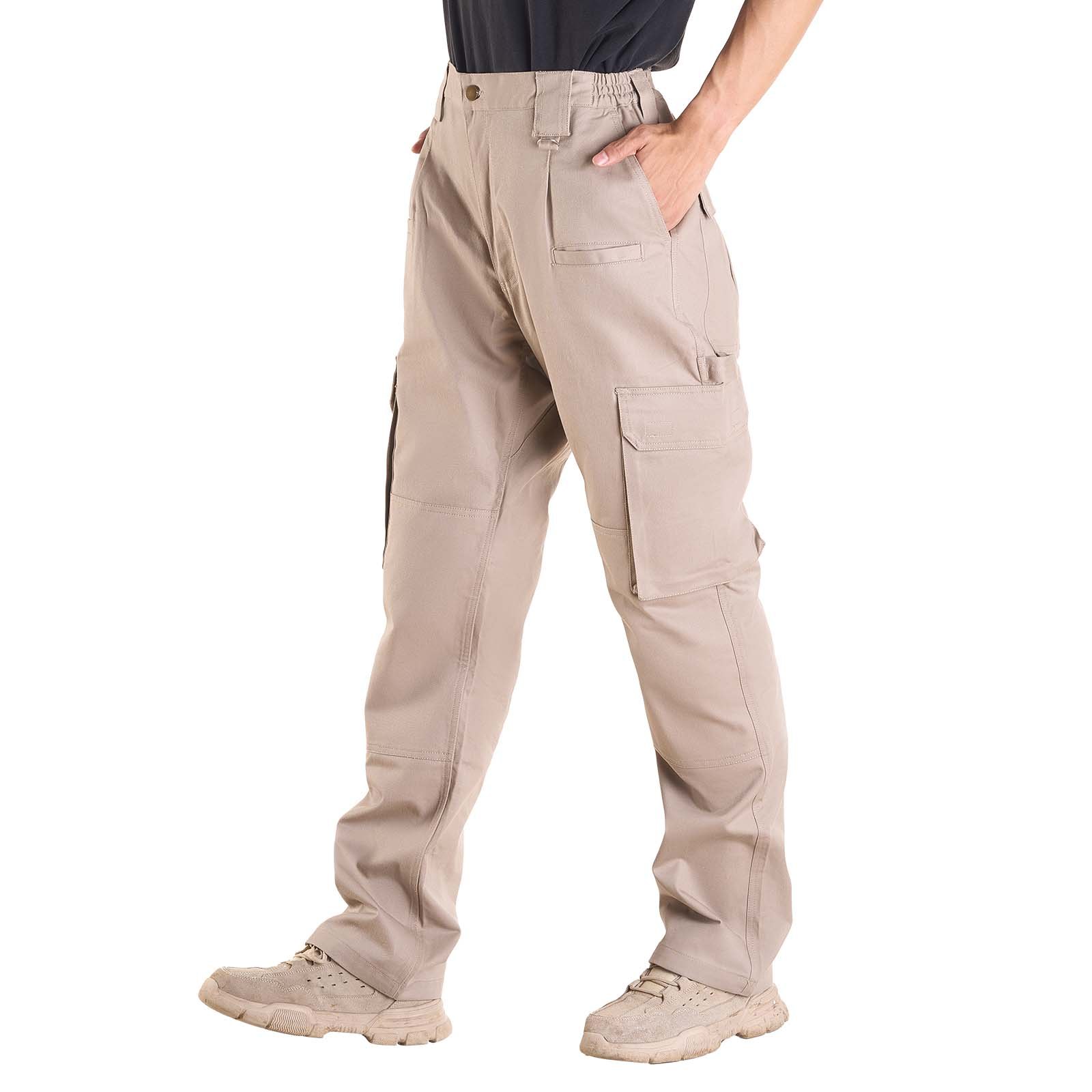 VEVOR Pantaloni Protettivi per Saldatura, Taglia XL, Pantaloni Cargo Ignifughi con Tasche Multiple e Vita Elastica, Cuciture Rinforzate Antistrappo, Lavori di Saldatura e Abbigliamento Casuale, Cachi