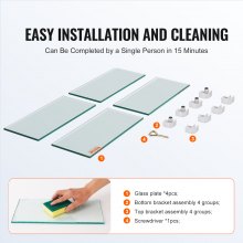 VEVOR Protezione dal Vento per Braciere a Gas 380 x 380 x 180 mm Protezione dal Vento Trasparente Temperata per Bracieri, Spessore 8 mm, Pannello in Vetro con Staffa Angolare Rigida e Piedini