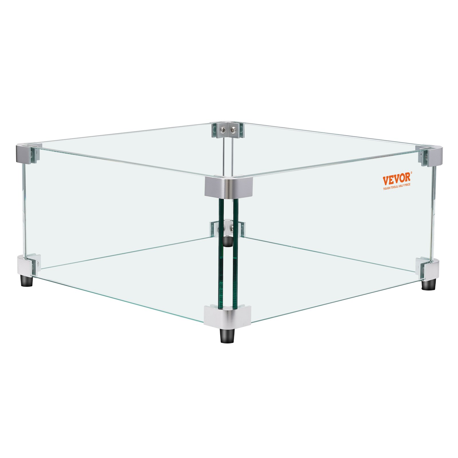 VEVOR Protezione dal Vento per Braciere a Gas per Tavolo da Fuoco Quadrato, Protezione dal Vento Trasparente Temperata per Bracieri da 19 x 19 x 7,5 pollici, Schermo in Vetro Spesso 0,31 pollici