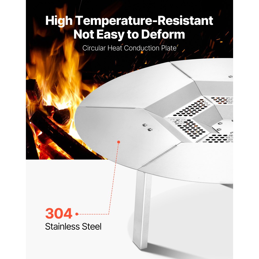 VEVOR Deflettore di Calore per Braciere da 635 mm Deflettore per Braciere da Falò in Acciaio Inox 304 per Stufa Solo Yukon, Forma di Rotonda, Copribruciatore Staccabile, Accessori da Campeggio