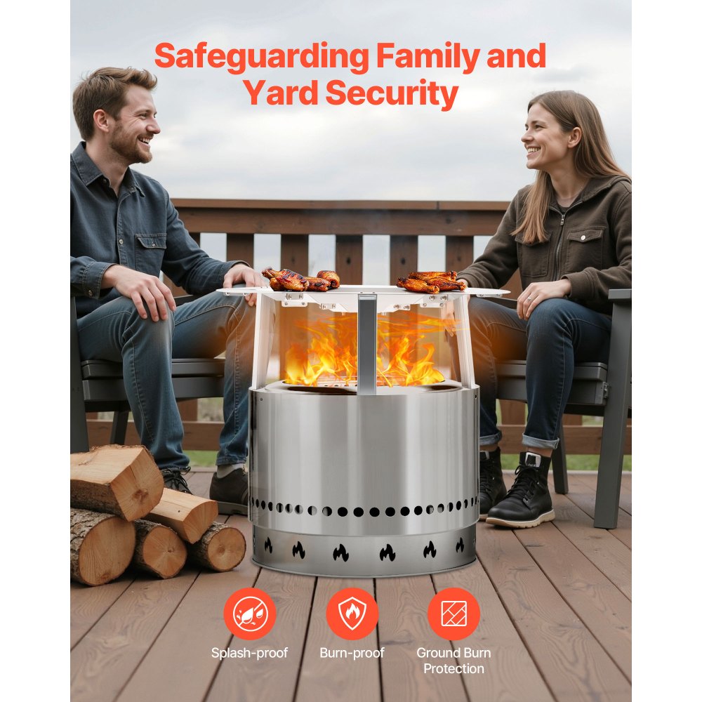 VEVOR Deflettore di Calore per Braciere per Solo Stove Yukon, 685,8 mm, Rotondo, per Braciere a Legna, Diffusore di Calore in Acciaio Inox 304, con 3 Gambe Staccabile, Accessori da Campeggio