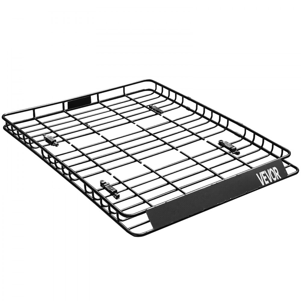 VEVOR Portapacchi Universale da Tetto, 1630 x 1270 x 105 mm con Recinzione e Due Reti da Carico da 900 x 1000 mm, Capacità Massima 68,0 kg, Acciaio Legato Antiruggine per SUV, Camion, Auto