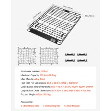 VEVOR Portapacchi Universale da Tetto 1630 x 1270 x 105 mm con Recinzione Reti