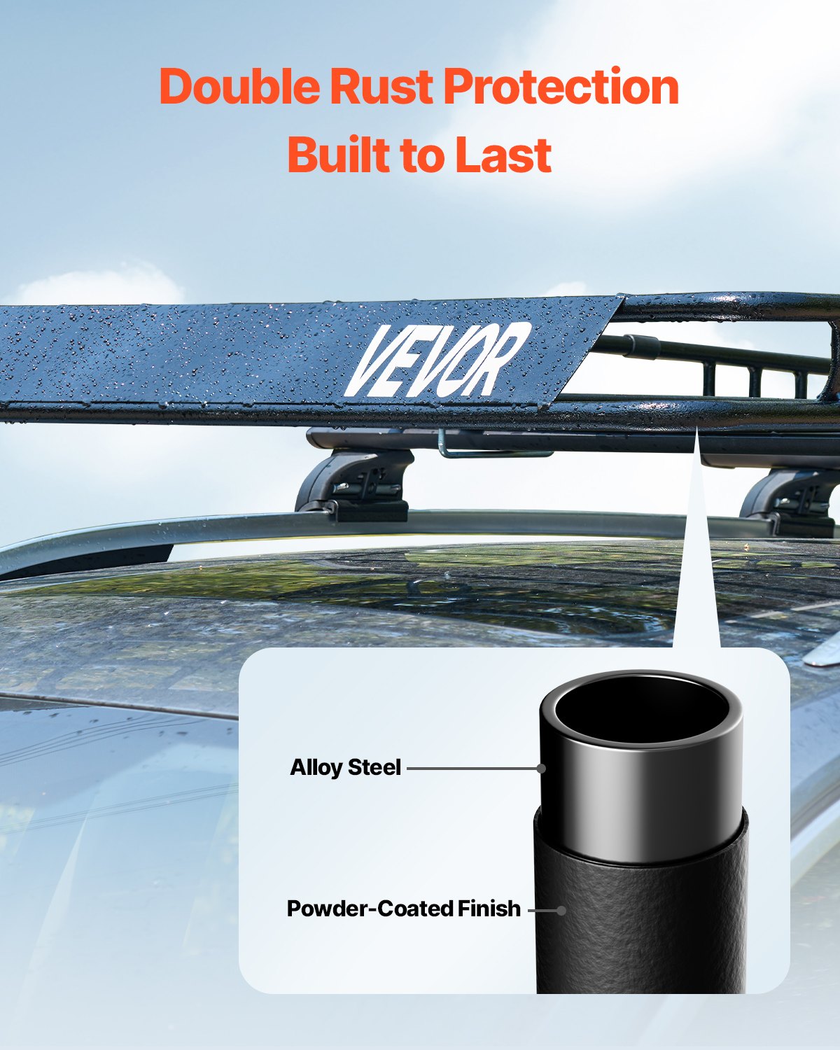 VEVOR Portapacchi da Tetto per Auto, 2120 x 990 x 105 mm Portapacchi Universale con Borsa per Bagagli e Rete e Cinghie a Cricchetto,Capacità Carico Massima 113,4 kg, Portapacchi per Auto