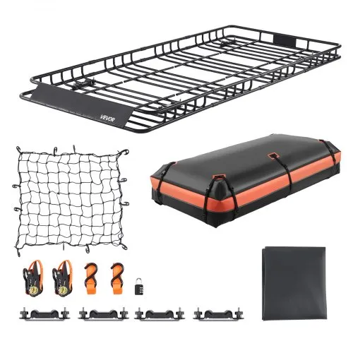 VEVOR Portapacchi Valiglie da Tetto Auto 2120x990x105 mm Borsa Impermeabile Rete Cinghe a Cricchetto, Carico 113,4 kg, Portabagagli Barra Trasversale, Universale per SUV Furgoni, da Campeggio Viaggio